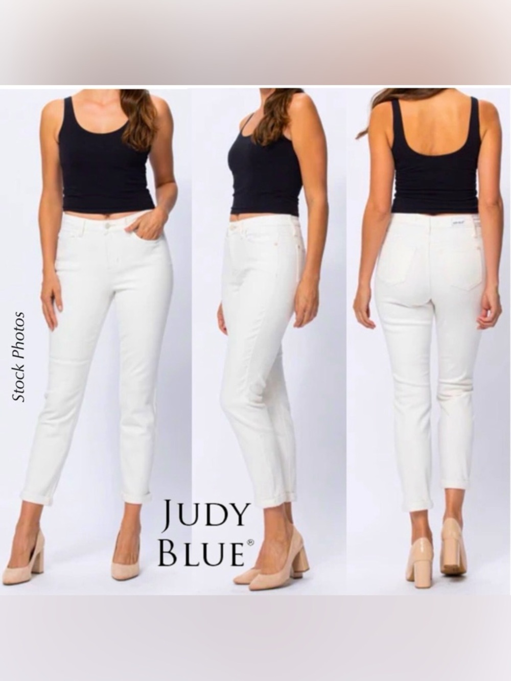 JUDY BLUE Boyfriend Fit 88452 Kathleen High-Rise White Ecru Jeans (22W)